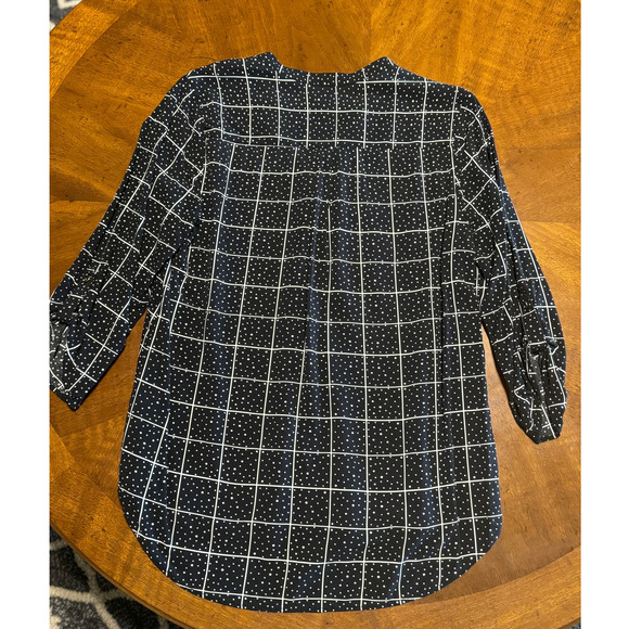 Cynthia Rowley Women Black and White Dotted Print Blouse Long Sleeve - Picture 2 of 6